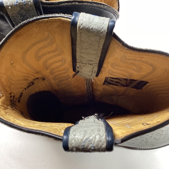 Tony Lama Cowboy Boots Men’s Western Gray Leather with Black Shaft Size 10.5 - Picture 10 of 14